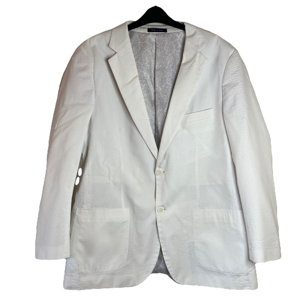 Alan Fluster White Men's Blazer Suit‎ Jacket Size Large